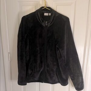 Kim Rogers Black Plush Zip-Up Jacket with a Cozy Blanket Feel